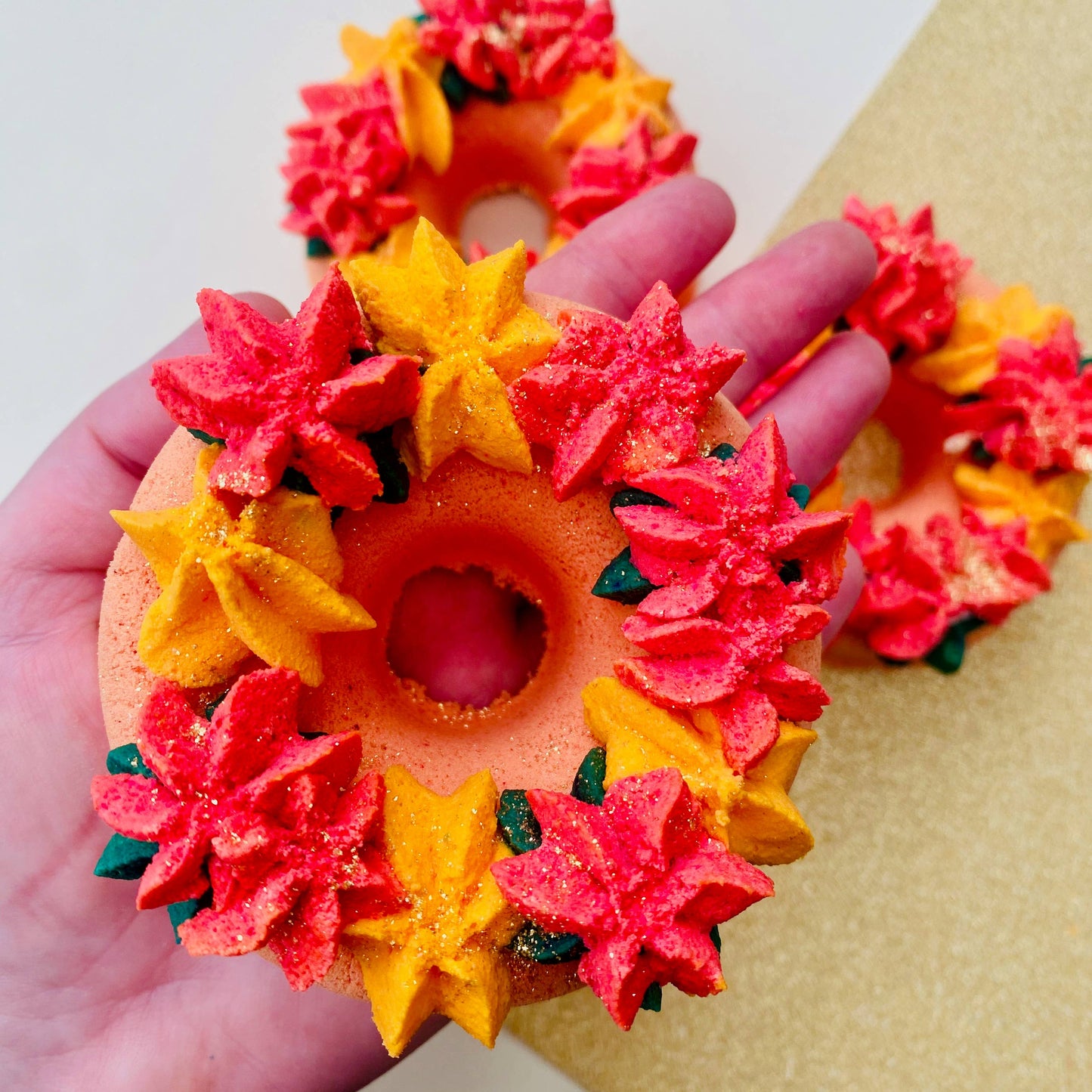 Heavenly Bubbles - Handmade Autumn Wreath Topped Bath Bomb