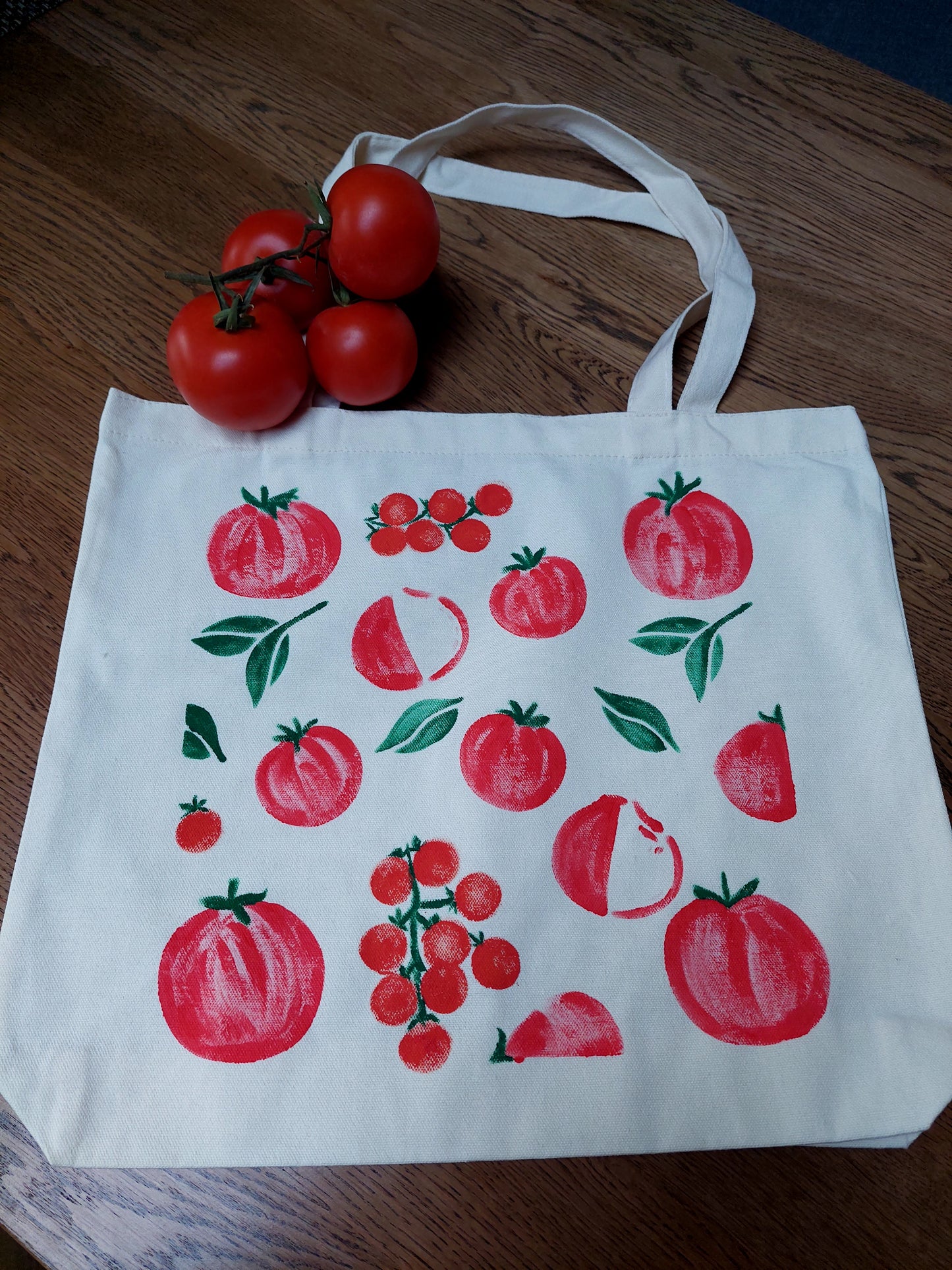Harvest Series hand-painted canvas tote bag "Summer Vine"