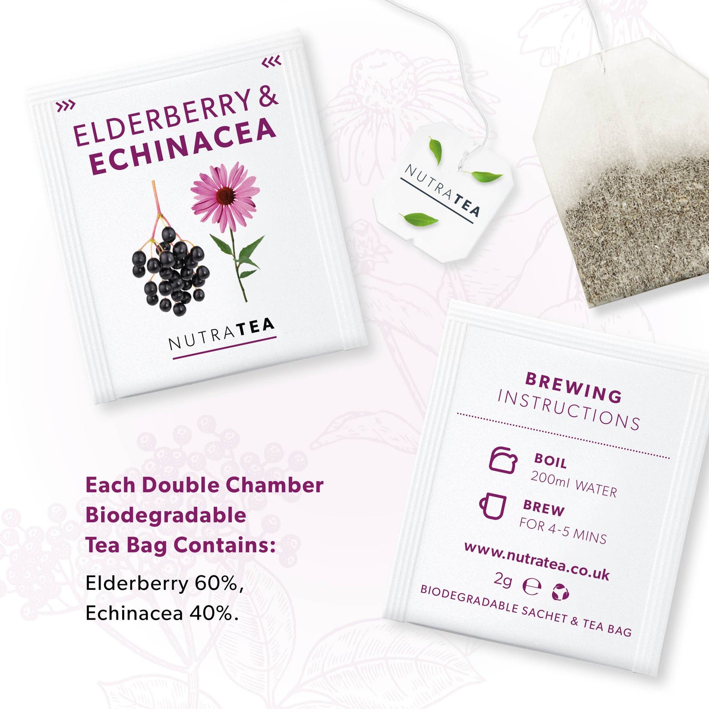 NutraTea - Elderberry & Echinacea Herbal Tea