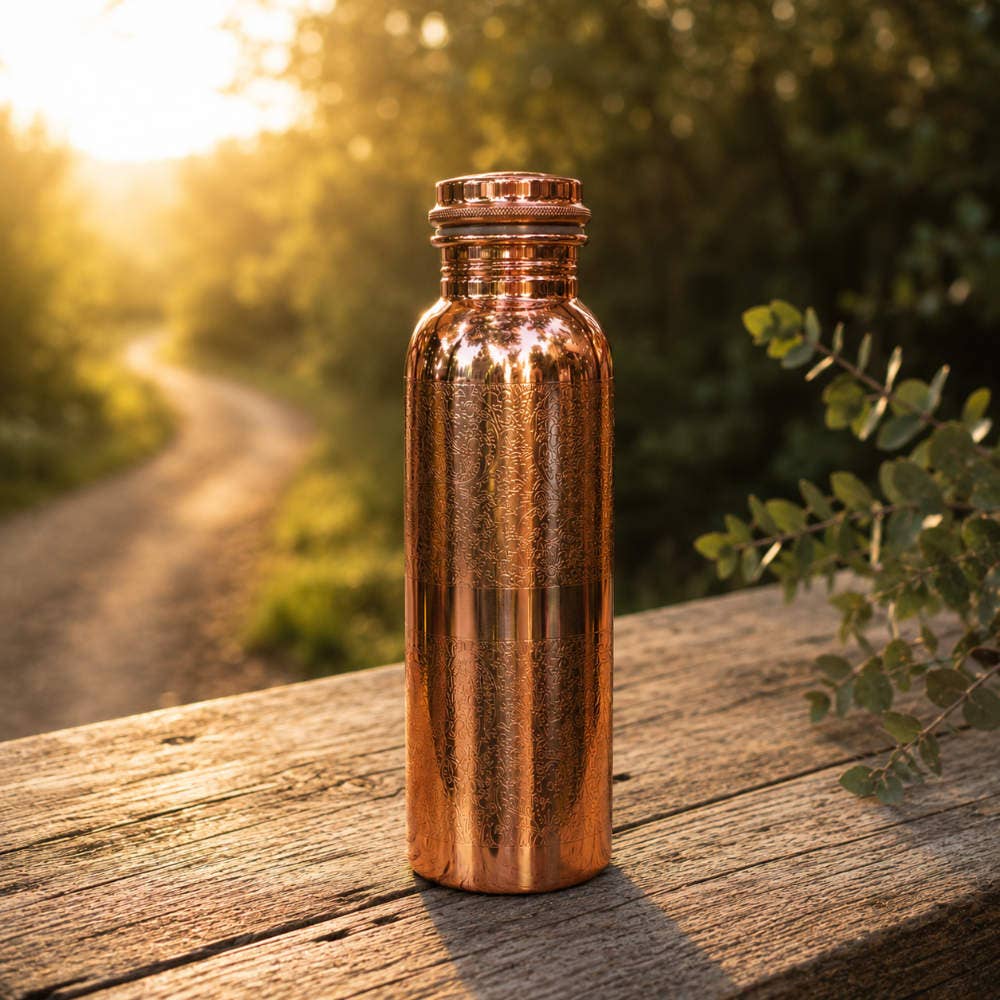 Shared Earth - Copper water bottle, engraved, 600ml