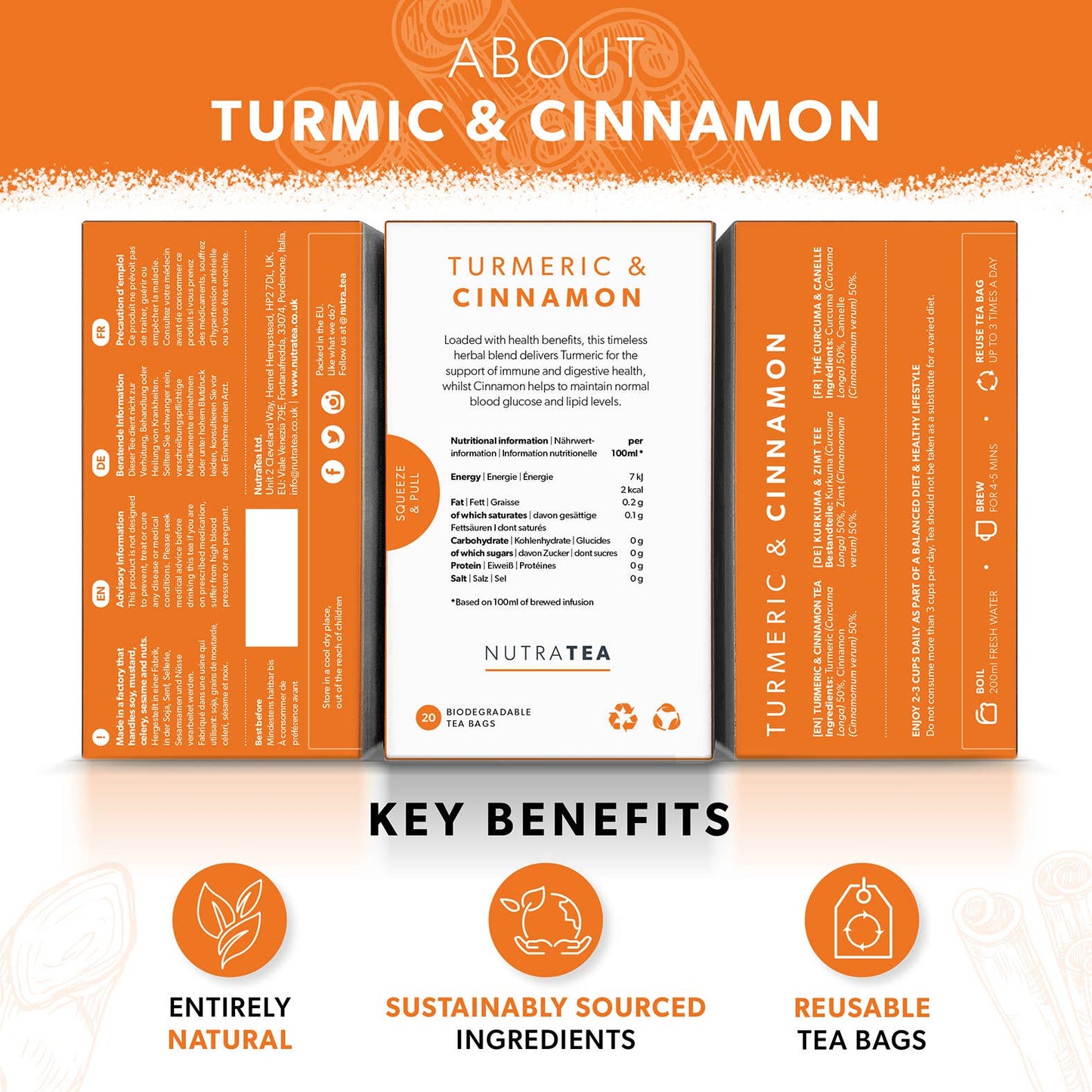NutraTea - Turmeric & Cinnamon Herbal Tea