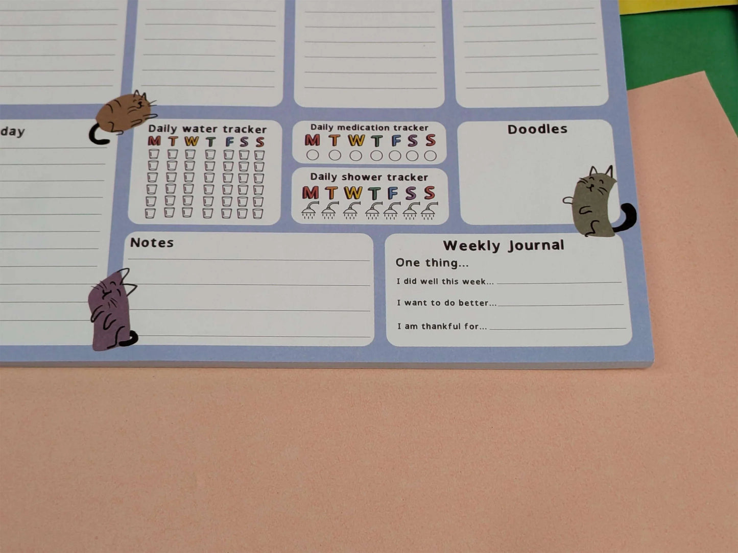 Katchee Gifts - A4 Weekly planner desk pad - cats theme - PLN-CAT