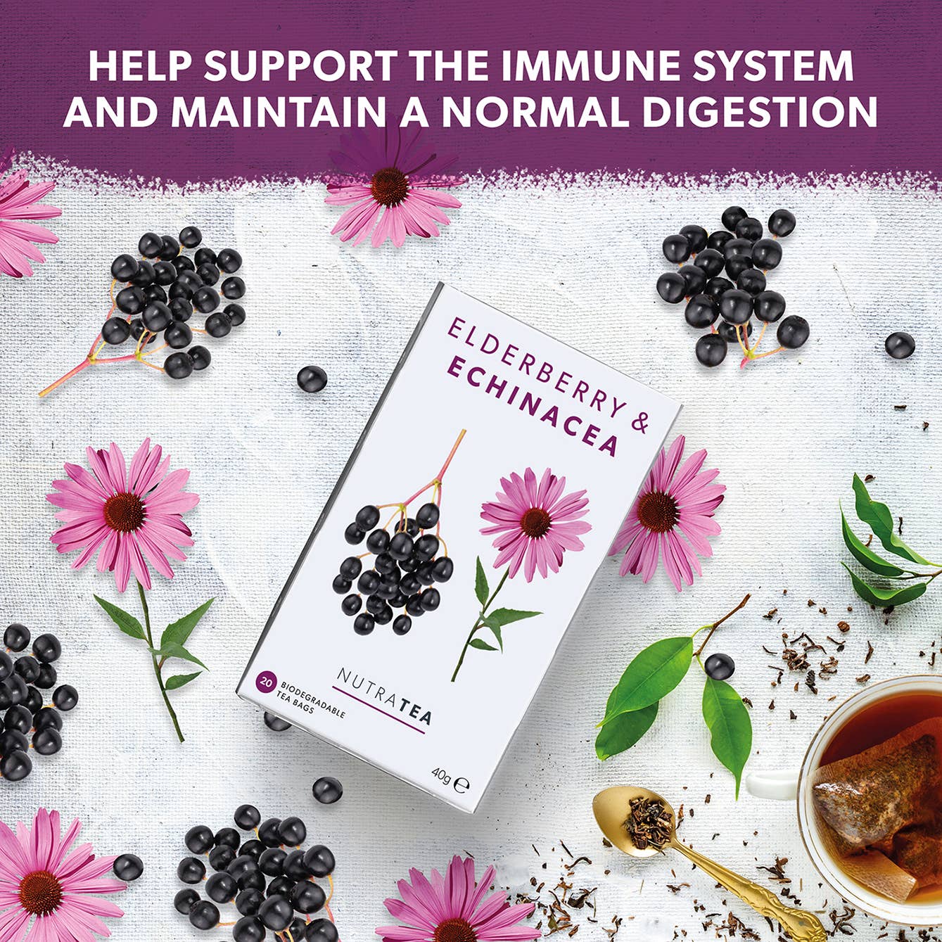 NutraTea - Elderberry & Echinacea Herbal Tea