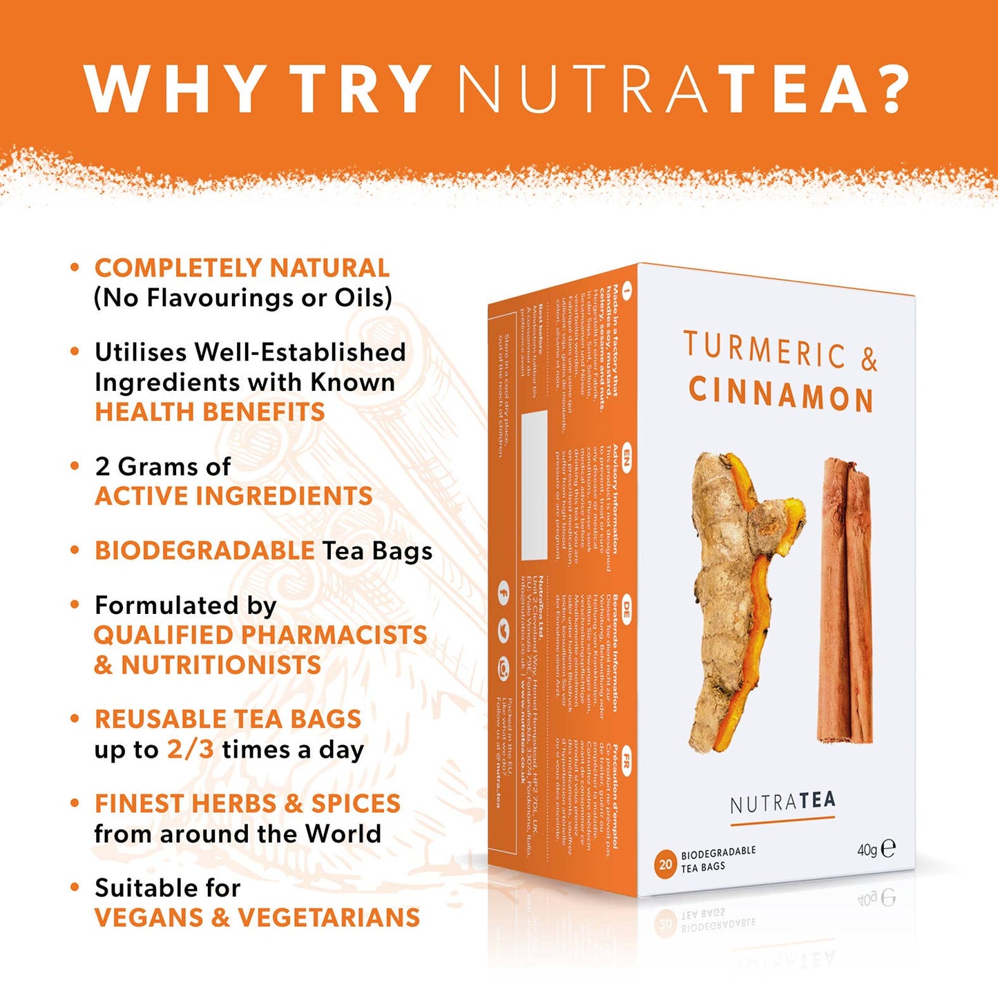 NutraTea - Turmeric & Cinnamon Herbal Tea