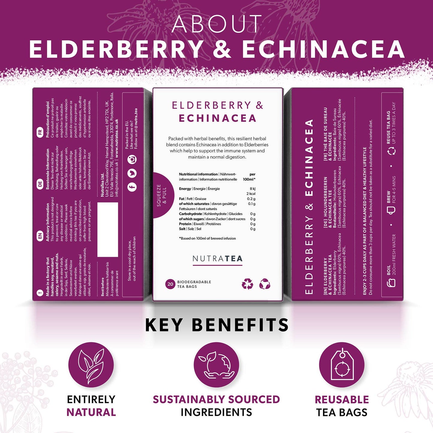 NutraTea - Elderberry & Echinacea Herbal Tea