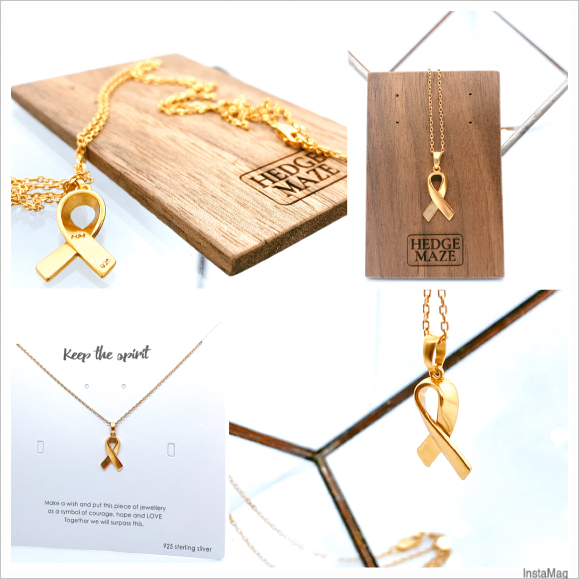 Awareness Ribbons S925 Gold-Plated Necklace
