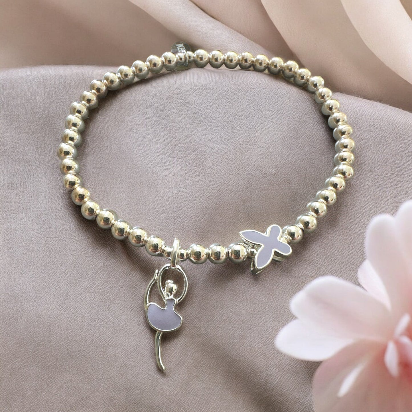 Purple Butterfly & Dancer Silver 925 Bracelet