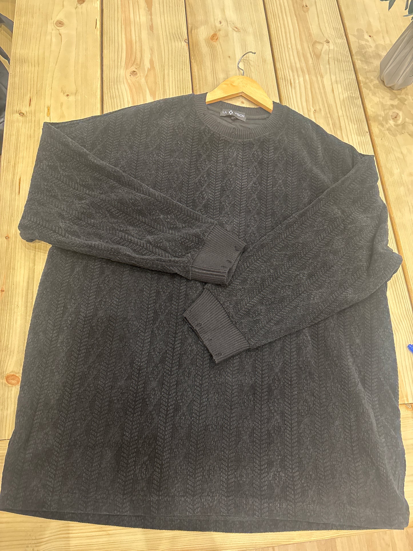 La Vision black velvet jumper Lv12 - rich textured luxury knitwear