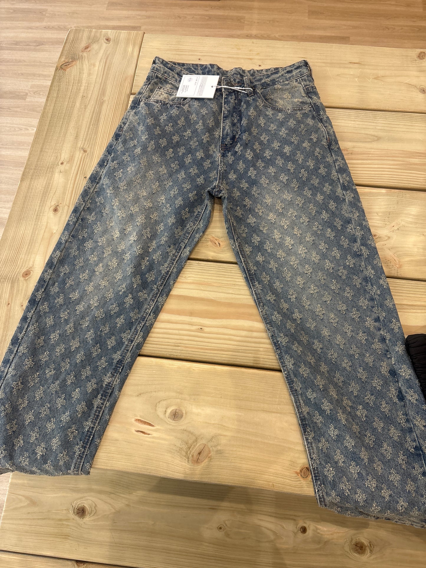 La Vision blue jeans with cross print LV21 - bold streetwear denim
