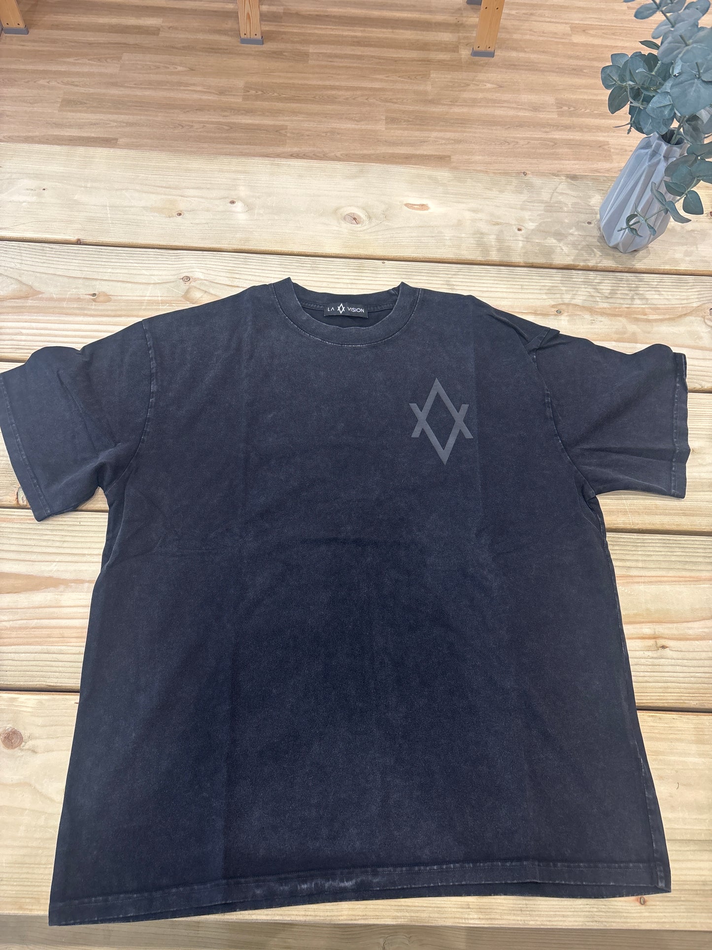 La Vision black grey dyed tee shirt LV02 - artistic dye finish cotton tee