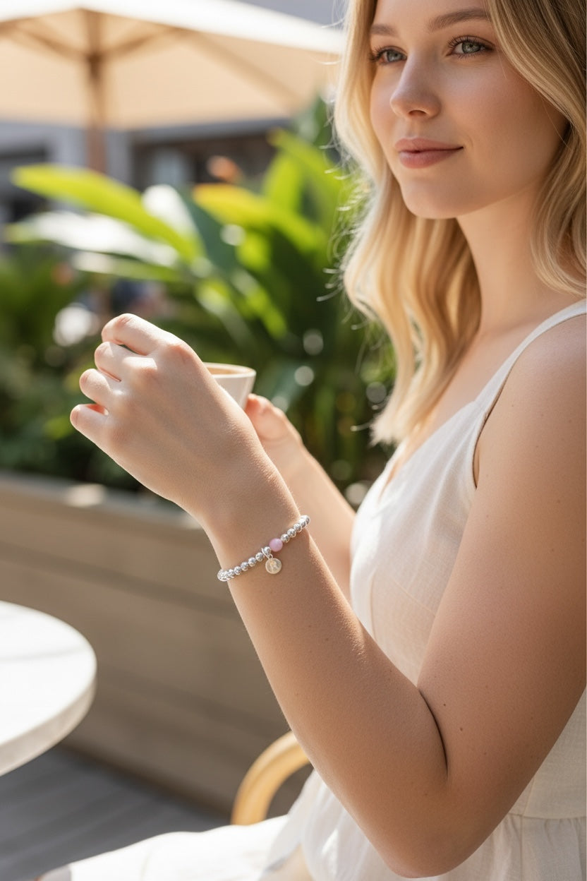 Initial Sterling Silver Bracelet: Personalized 925 Silver Dainty Jewelry
