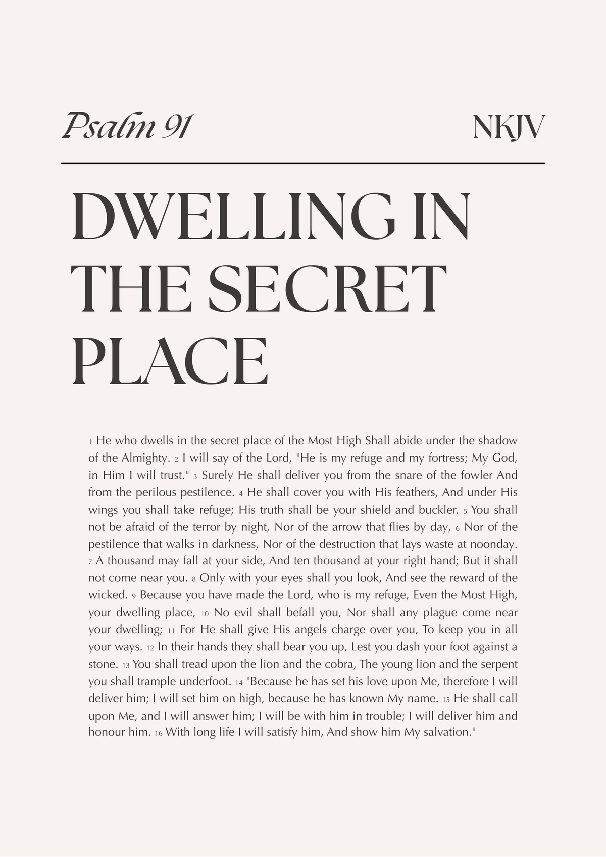 Psalm 91 - A4 - Poster Print