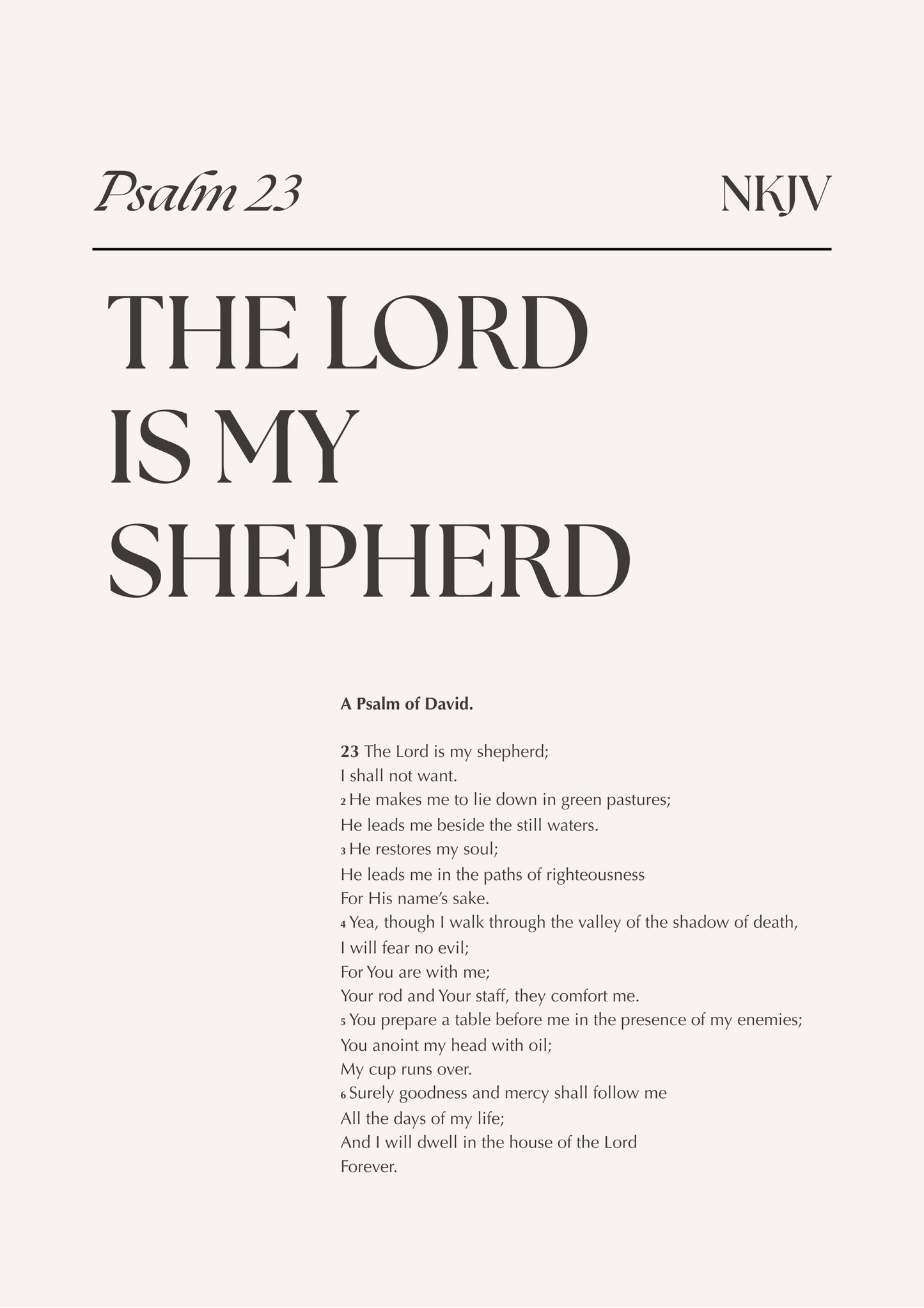 Psalm 23 - Poster Print - A4