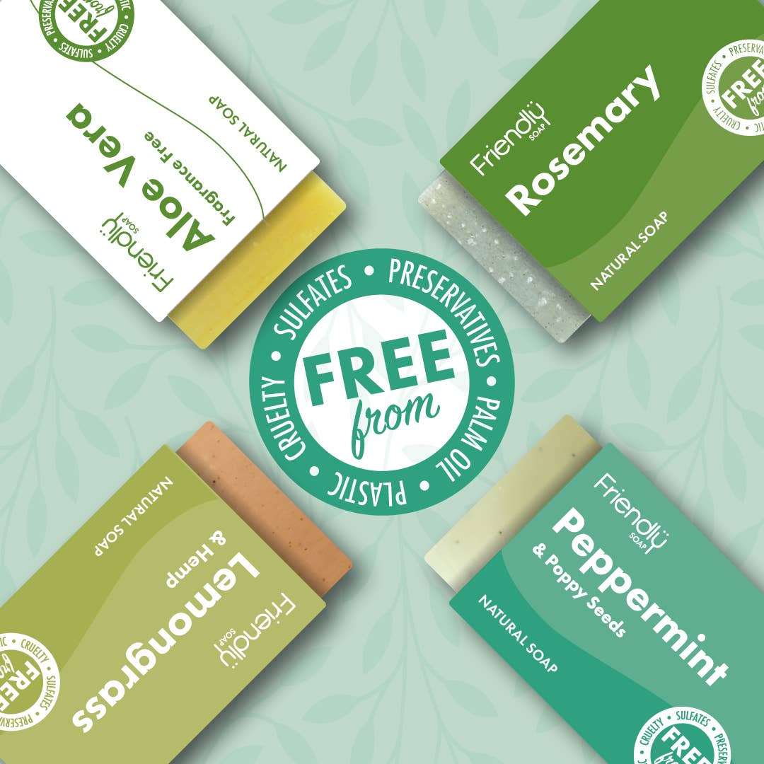 Friendly Soap - Vegan Soap Gift Selection 4 Pack - Leafy & Herbaceous