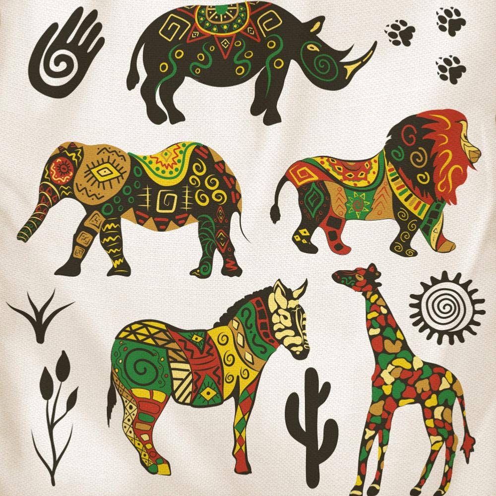 Shared Earth - Tote Bag Recycled Cotton African Animals 36 x 40cm