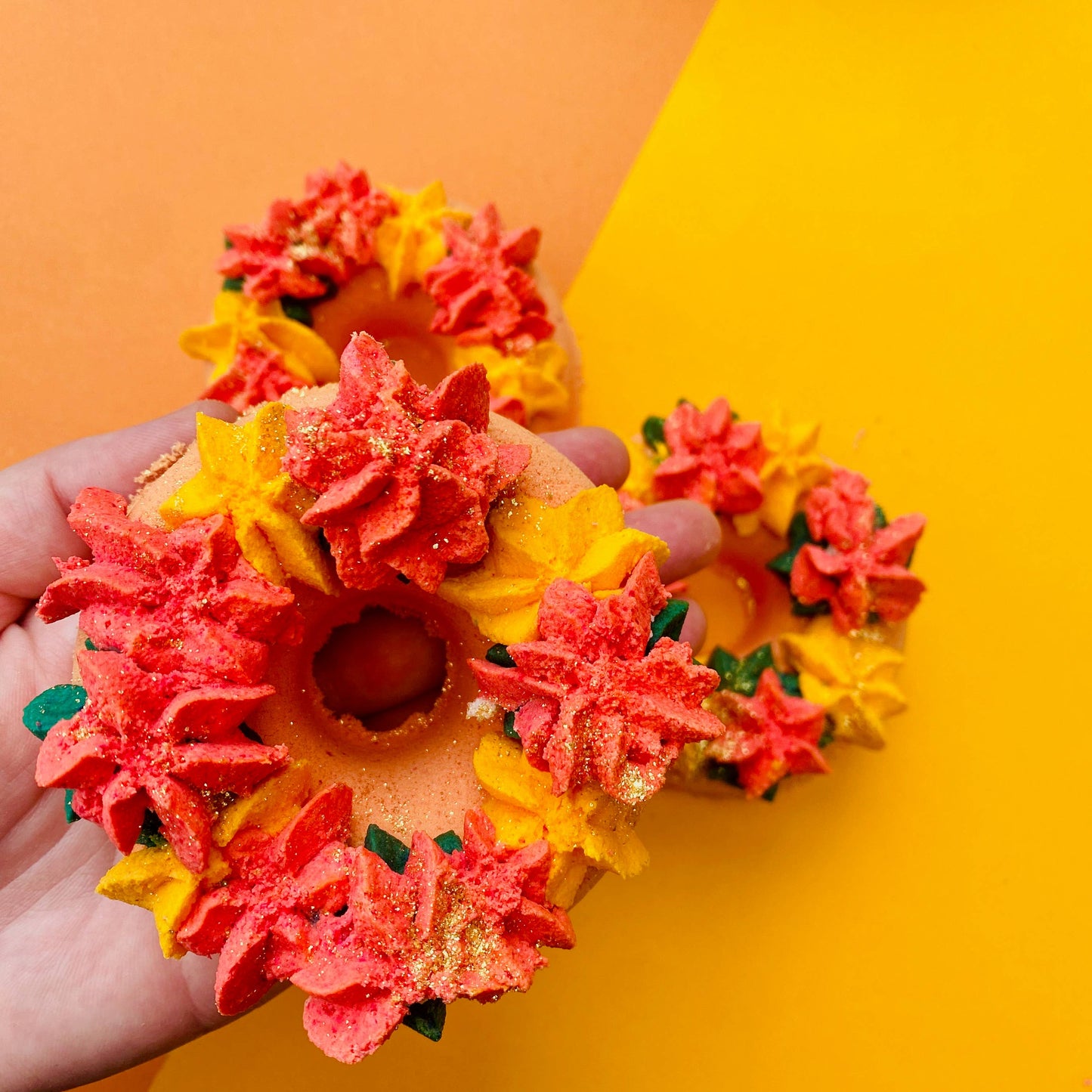 Heavenly Bubbles - Handmade Autumn Wreath Topped Bath Bomb