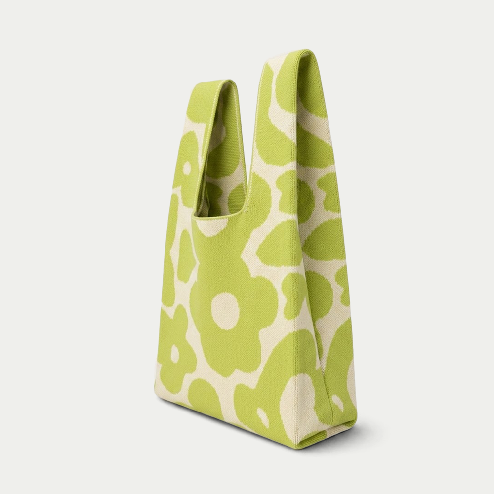 TOKEII KNIT STUDIO - Retro Petal Floral Knitted Reusable Market Bag-Tote bag