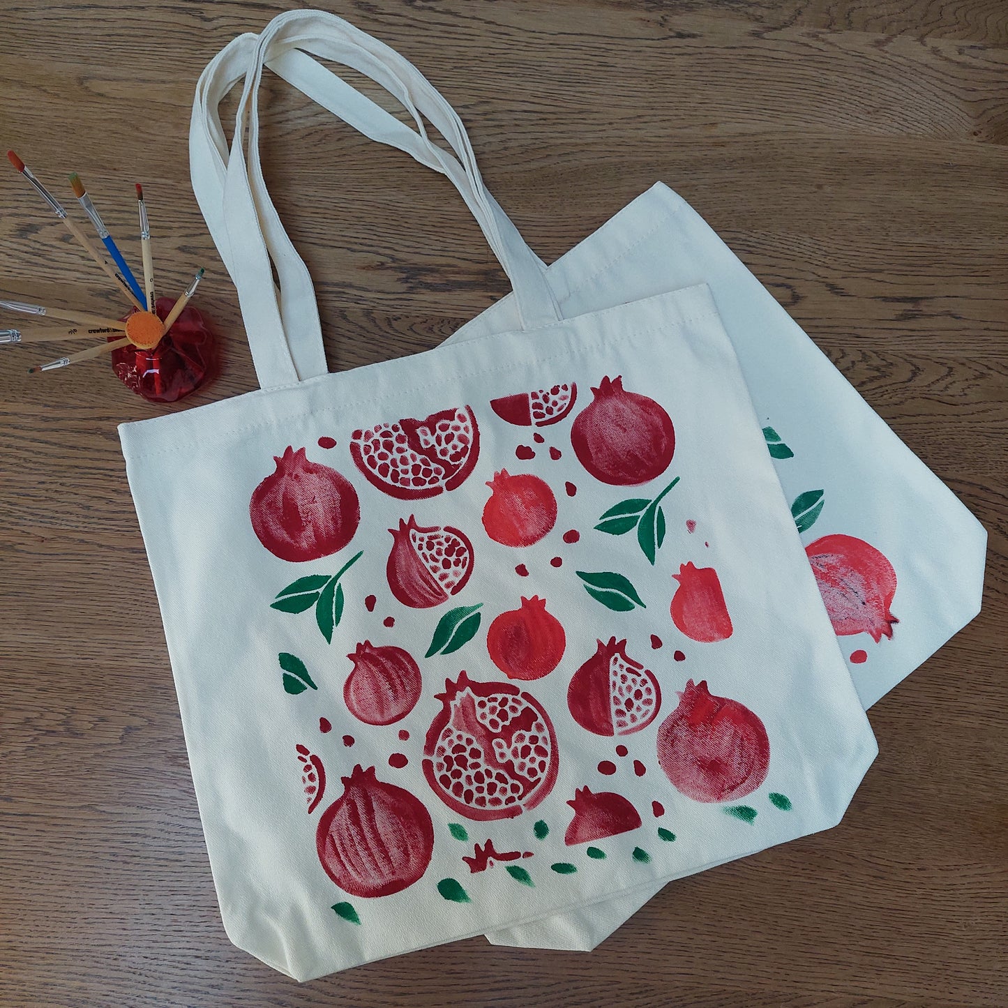 Harvest Series hand-painted  canvas tote bag "Ruby Harvest Tote"