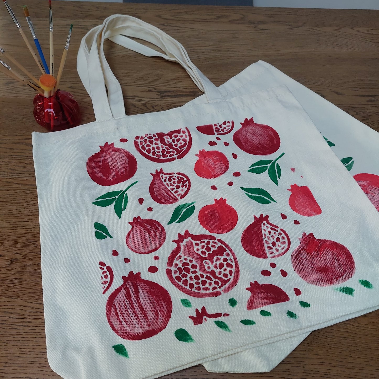 Harvest Series hand-painted  canvas tote bag "Ruby Harvest Tote"