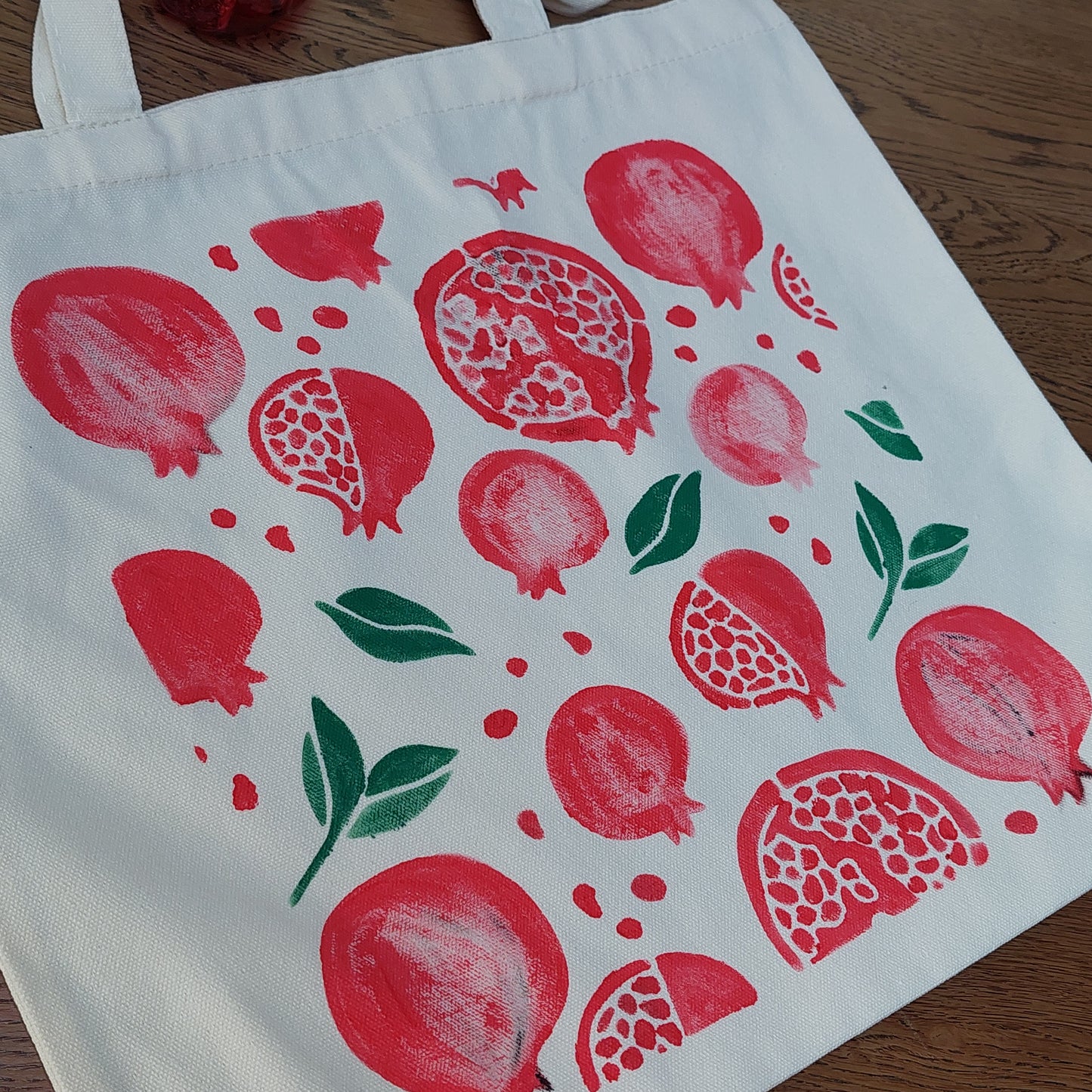 Harvest Series hand-painted  canvas tote bag "Ruby Harvest Tote"