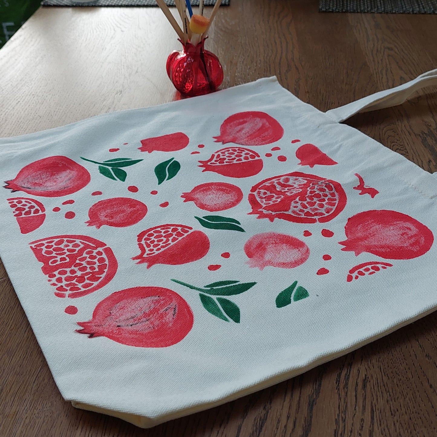 Harvest Series hand-painted  canvas tote bag "Ruby Harvest Tote"