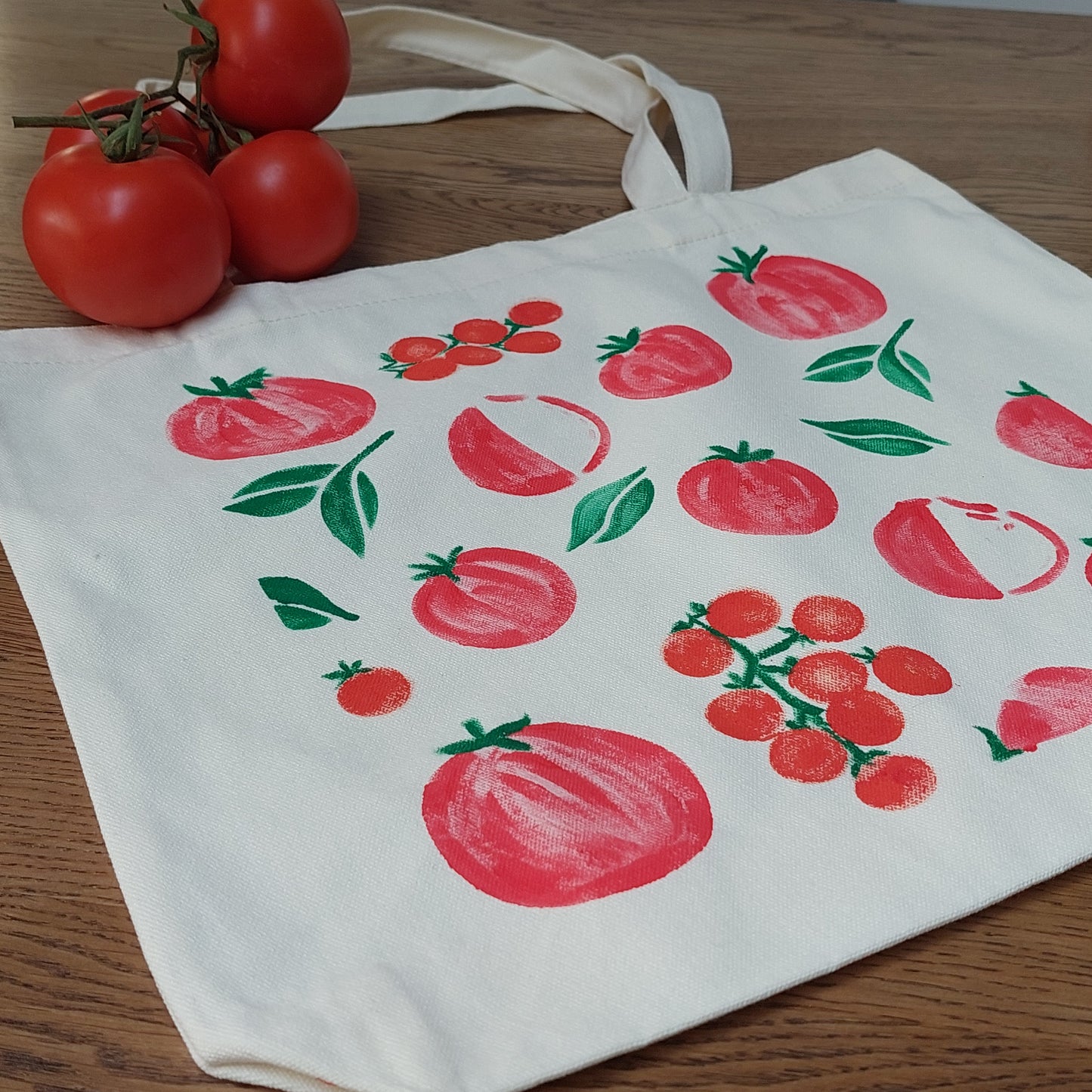 Harvest Series hand-painted  canvas tote bag "Summer Vine"