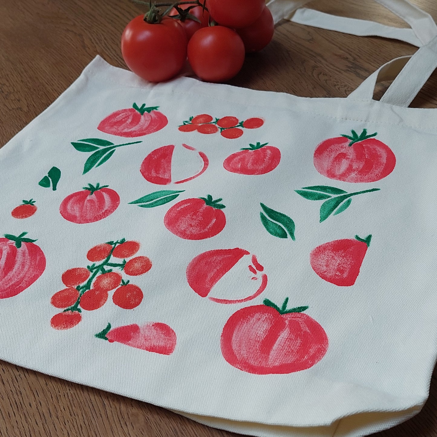 Harvest Series hand-painted  canvas tote bag "Summer Vine"