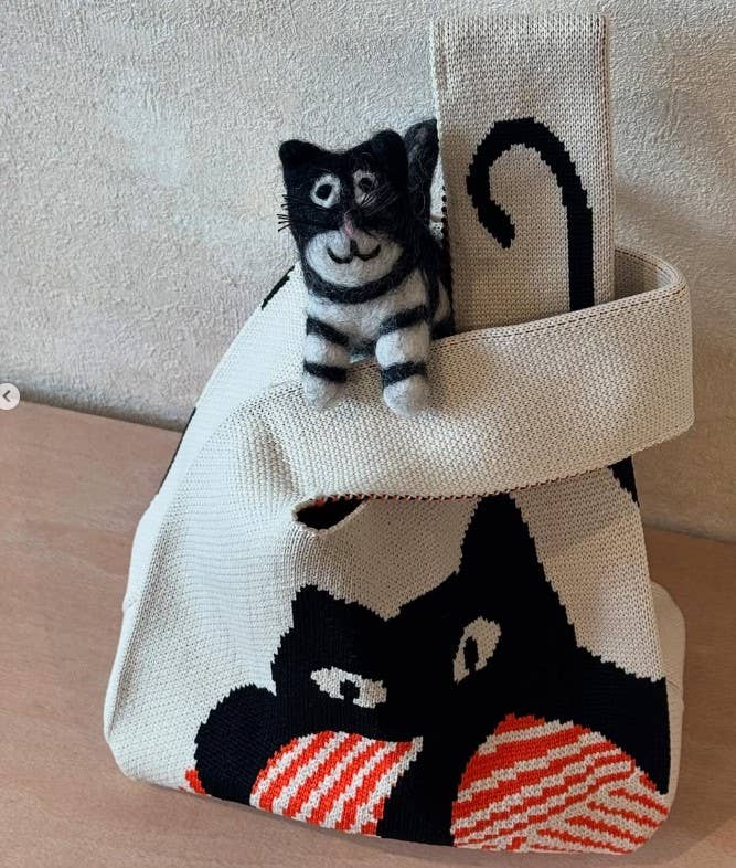 TOKEII KNIT STUDIO - Cat Knitted Reusable Market Bag-Tote Bag-Giftable