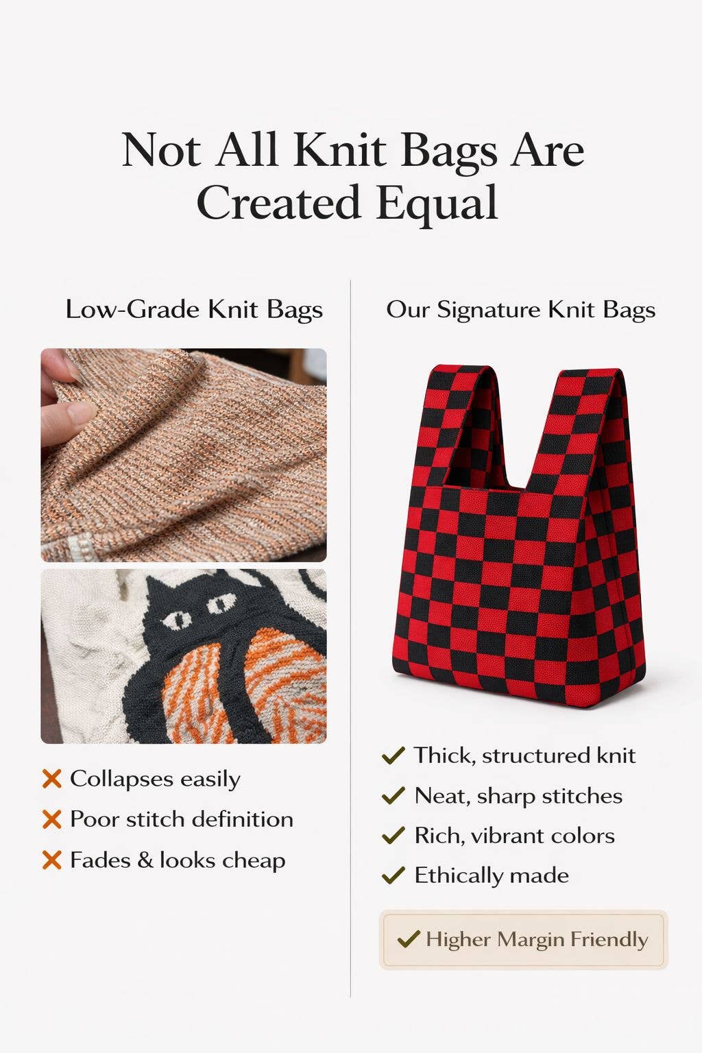 TOKEII KNIT STUDIO - Cat Knitted Reusable Market Bag-Tote Bag-Giftable