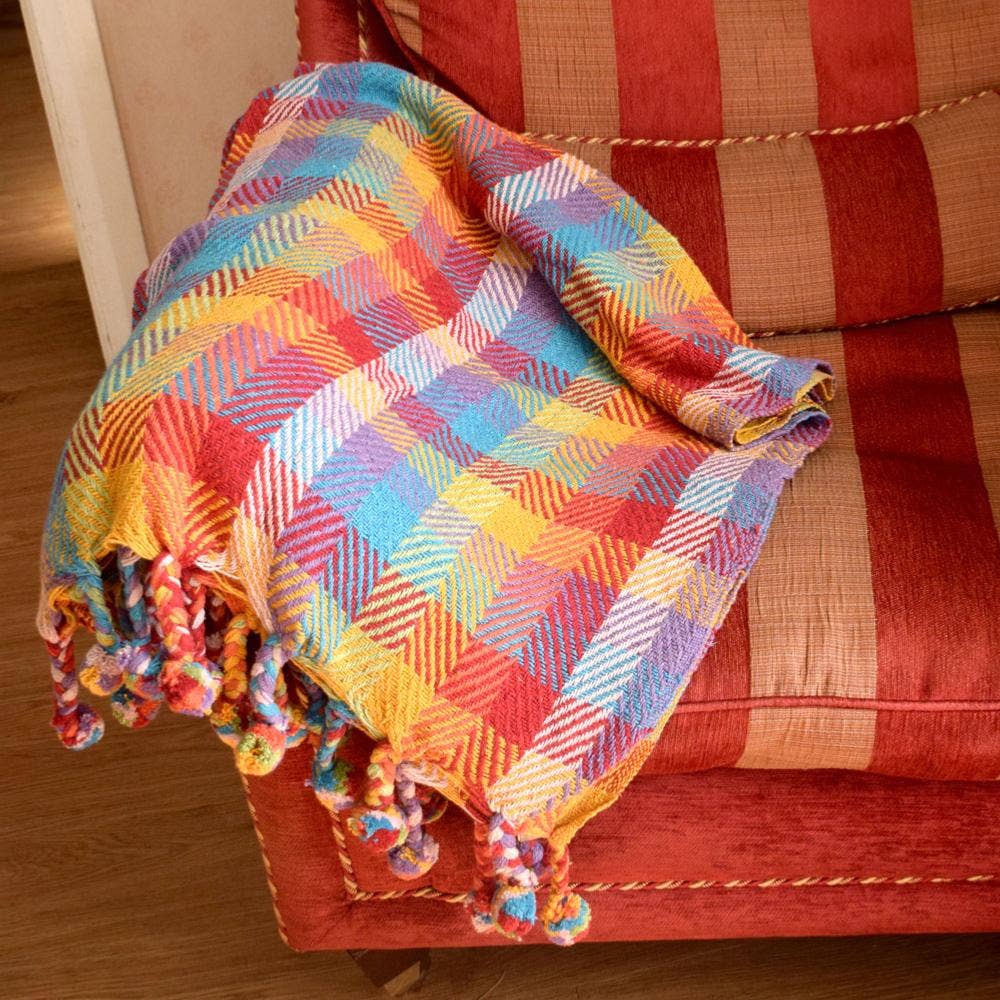 Shared Earth - Throw/bedspread Soft Recycled Material Multicoloured Checks