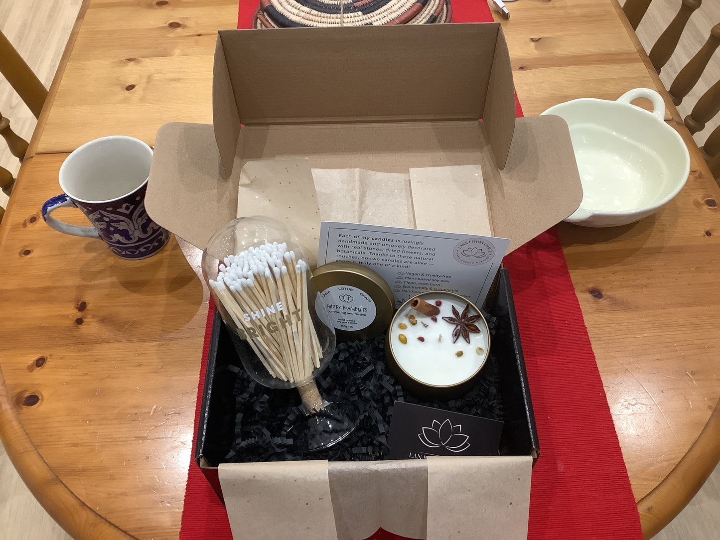 Lana Lotus Craft Candle & Matches Gift Box
