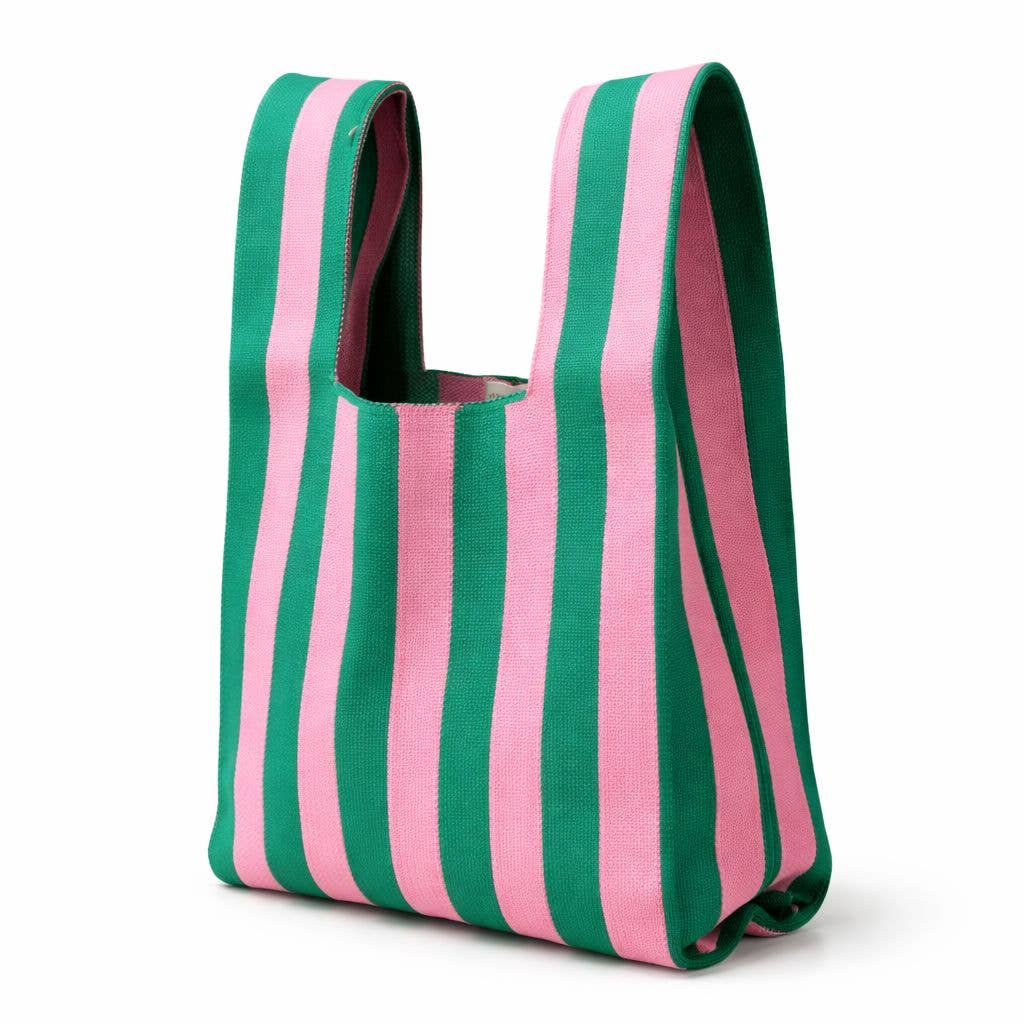 TOKEII KNIT STUDIO - Candy Stripe Knitted Reusable Market Bag-Tote Bag-Giftable