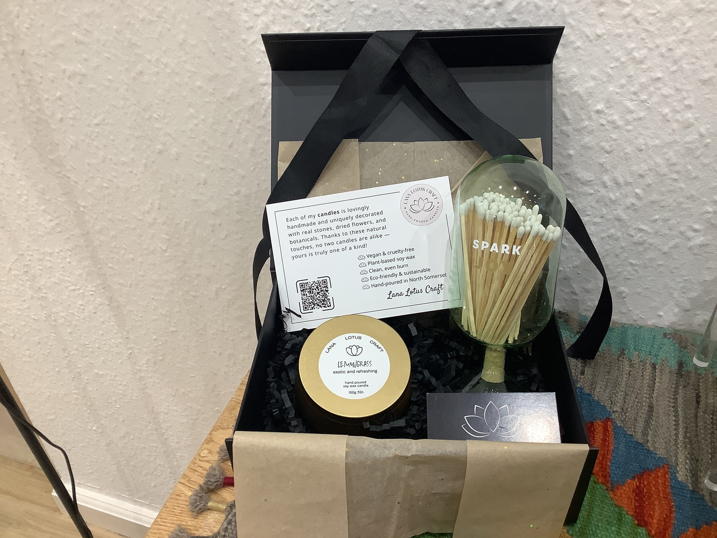 Lana Lotus Craft Candle & Matches Gift Box