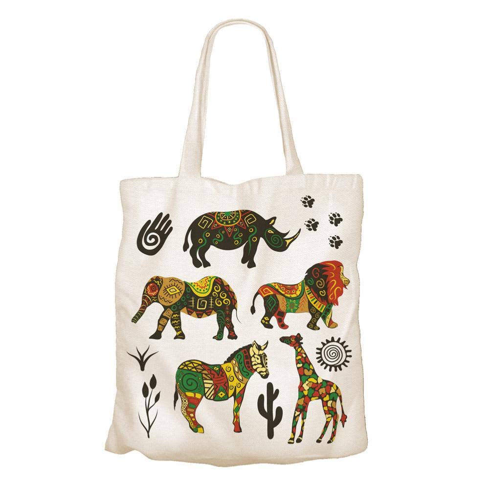Shared Earth - Tote Bag Recycled Cotton African Animals 36 x 40cm