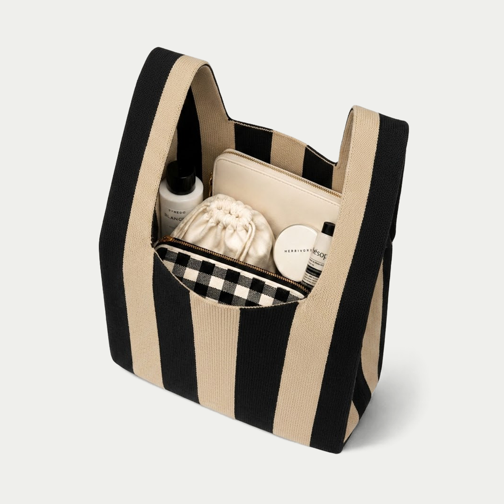 TOKEII KNIT STUDIO - Classic Stripe Knitted Reusable Market Bag-Tote Bag-gift