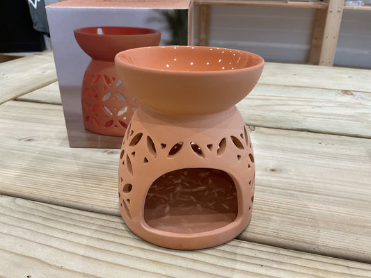 Geometric terracotta oil burner by Lana Lotus Craft - handcrafted home fragrance accessory