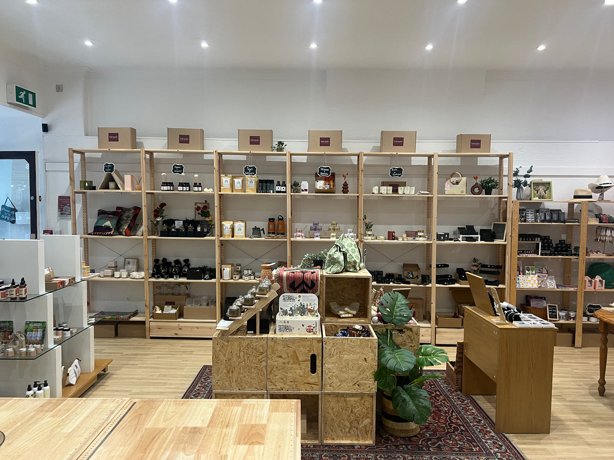 The shelf zones in the Indespoke Birmingham shop