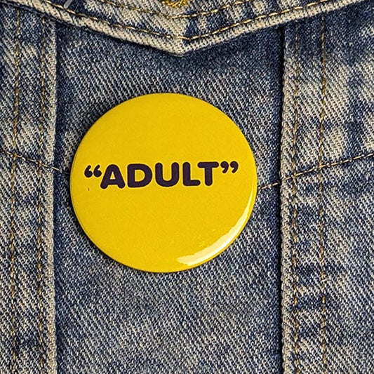 “Adult” button badge