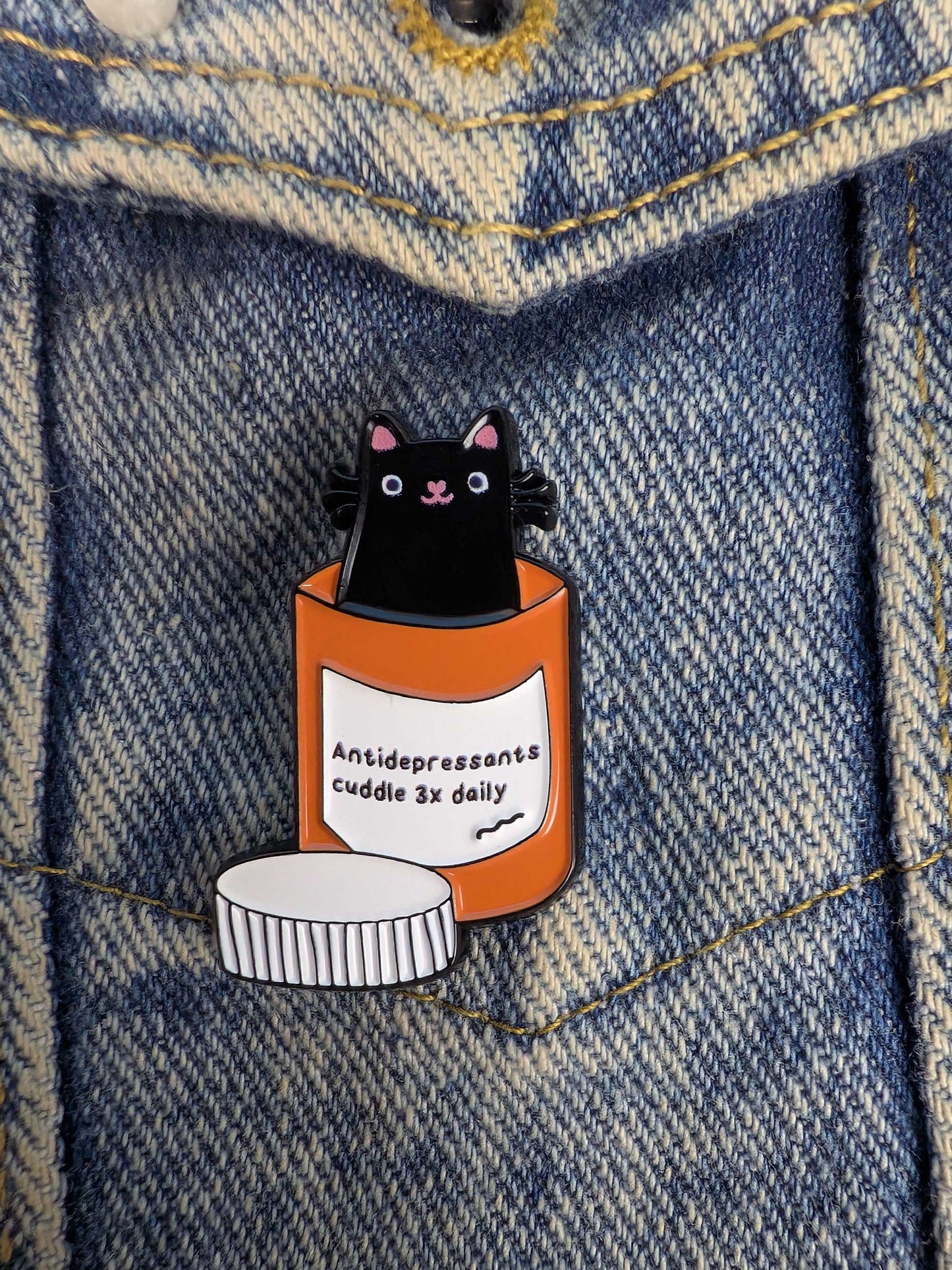 Katchee Gifts - Anti-depressant cat enamel pin - ANTI-PIN