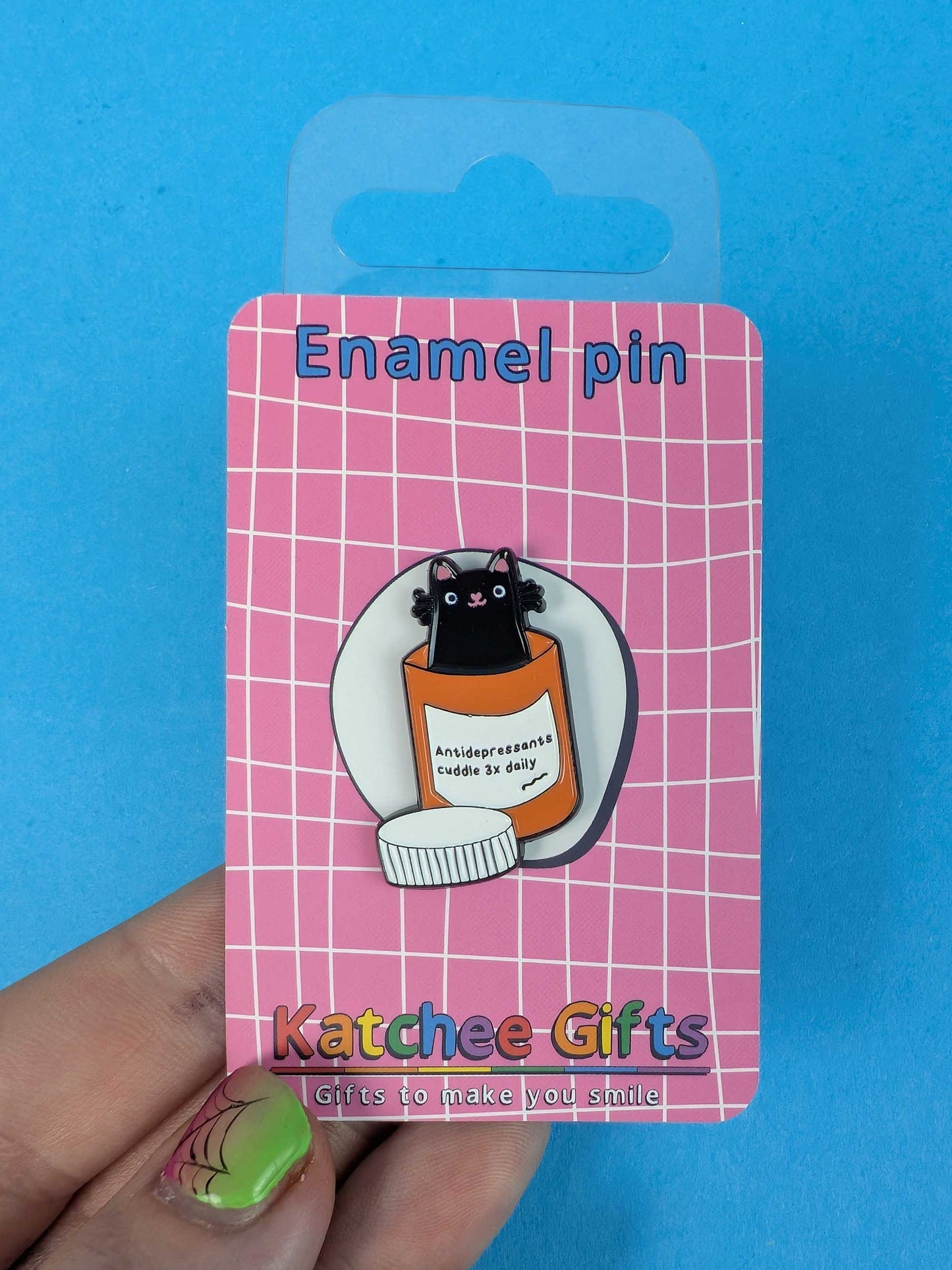 Katchee Gifts - Anti-depressant cat enamel pin - ANTI-PIN