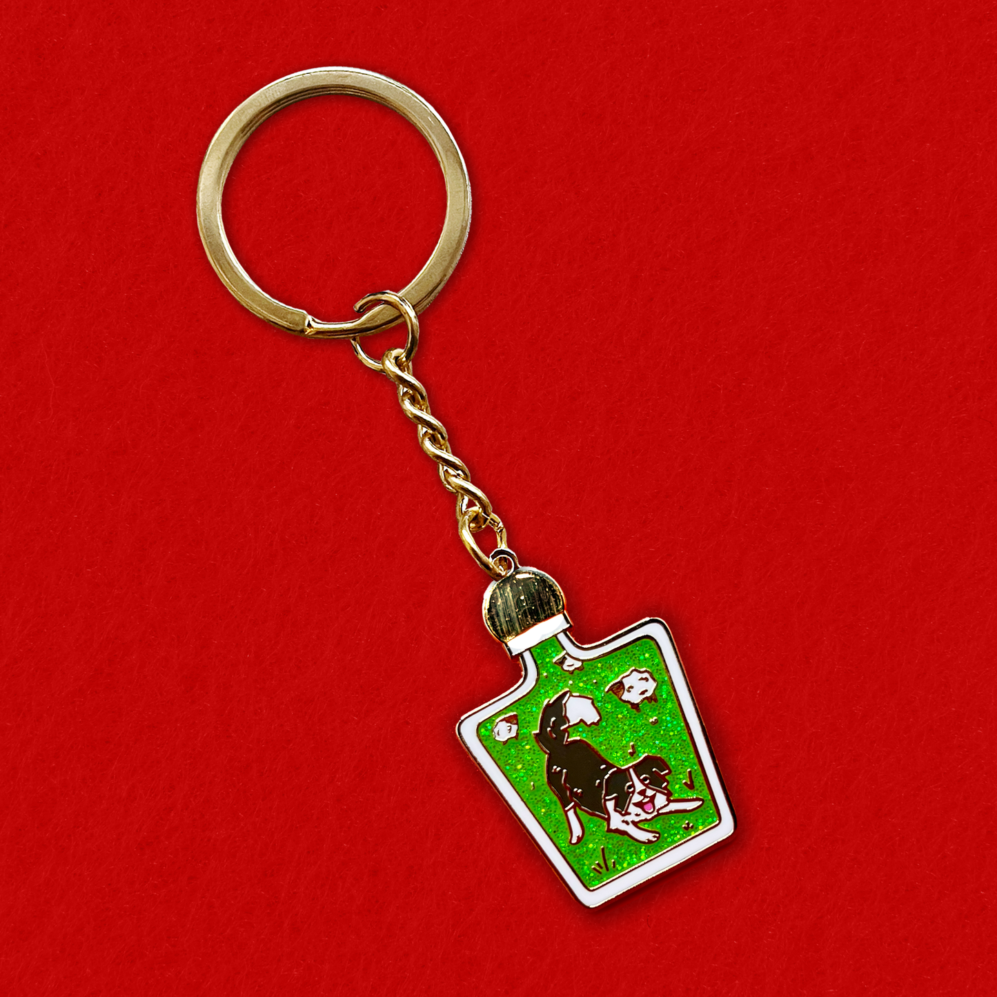 Foxti illustrated keyring with gold-plated chain on premium recycled card packaging
