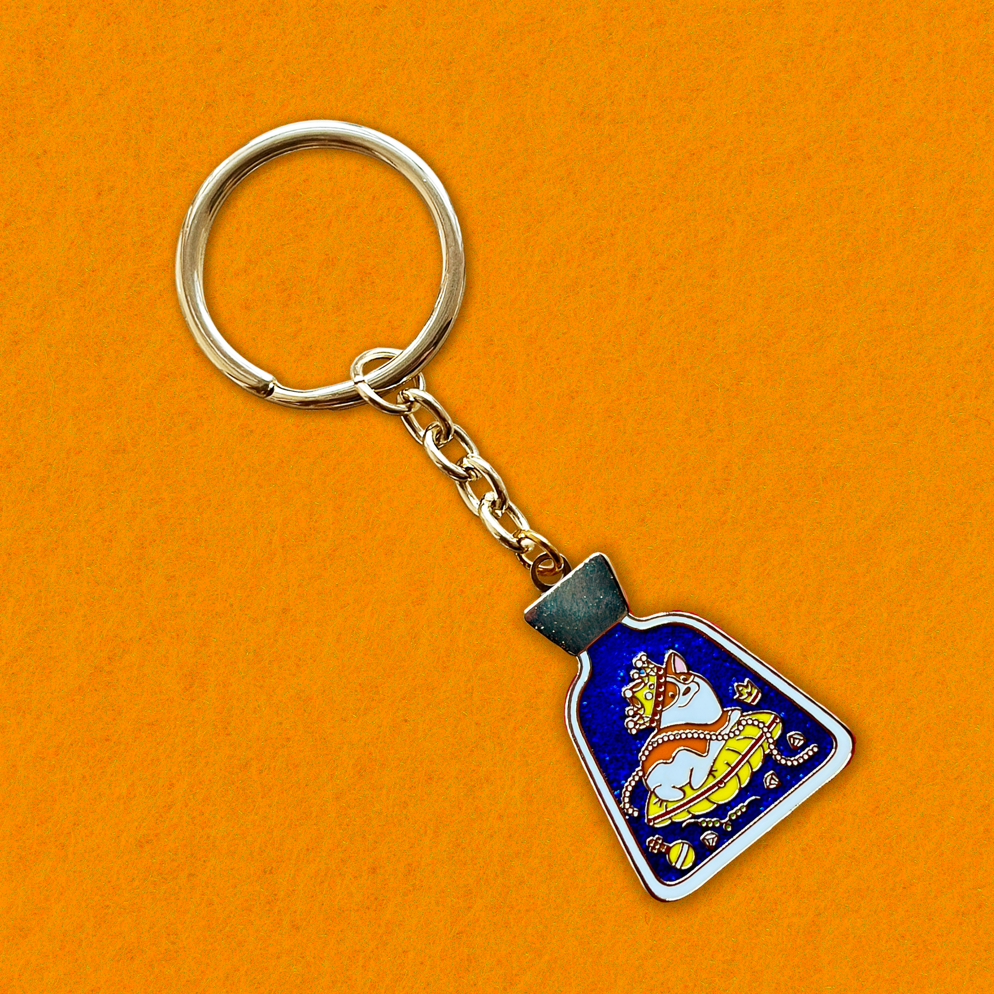 Foxti illustrated keyring with gold-plated chain on premium recycled card packaging