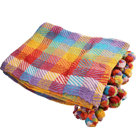 Shared Earth - Throw/bedspread Soft Recycled Material Multicoloured Checks