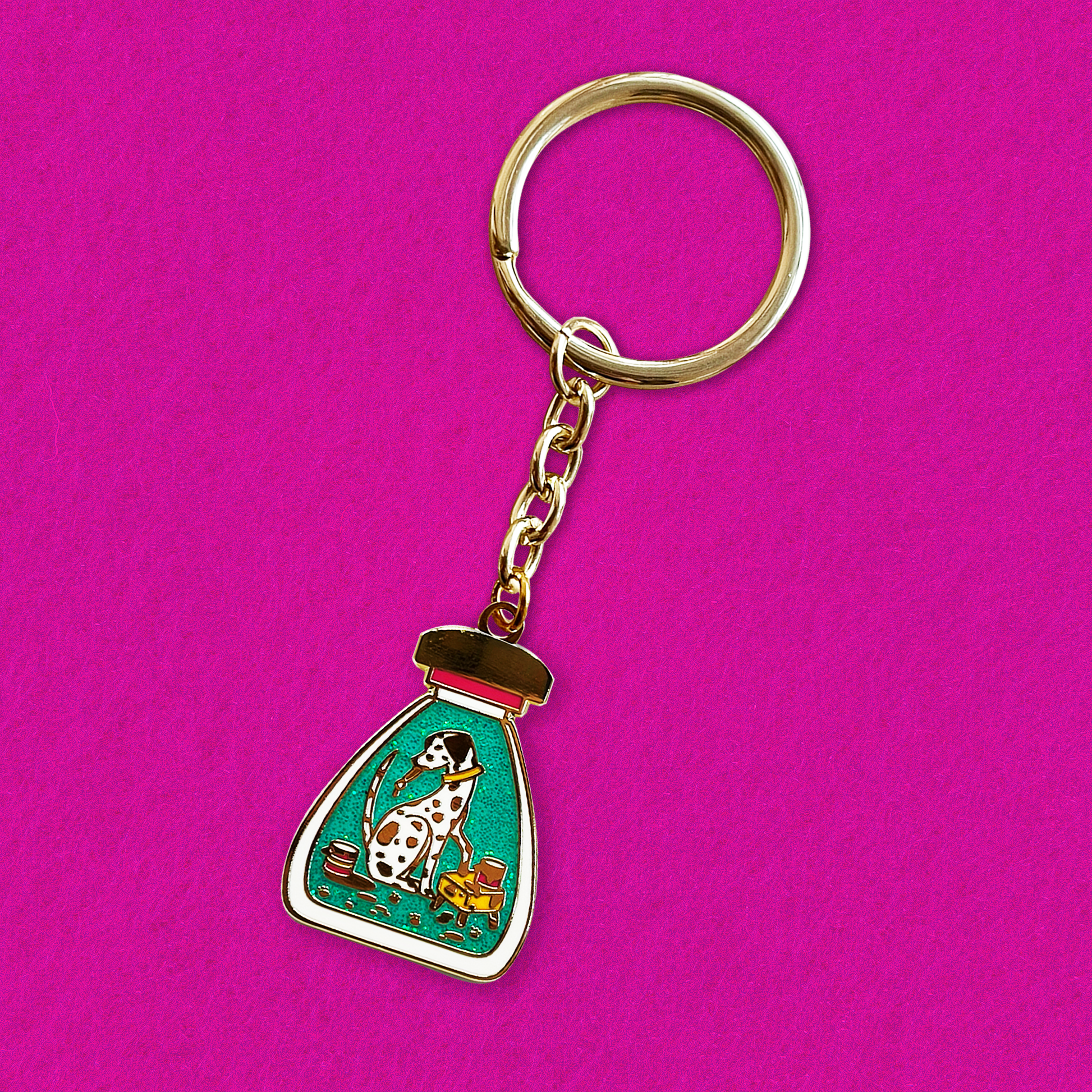 Foxti illustrated keyring with gold-plated chain on premium recycled card packaging