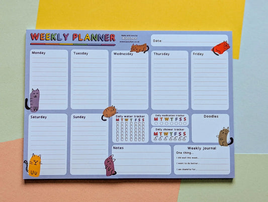 A4 Weekly planner desk pad - cats theme