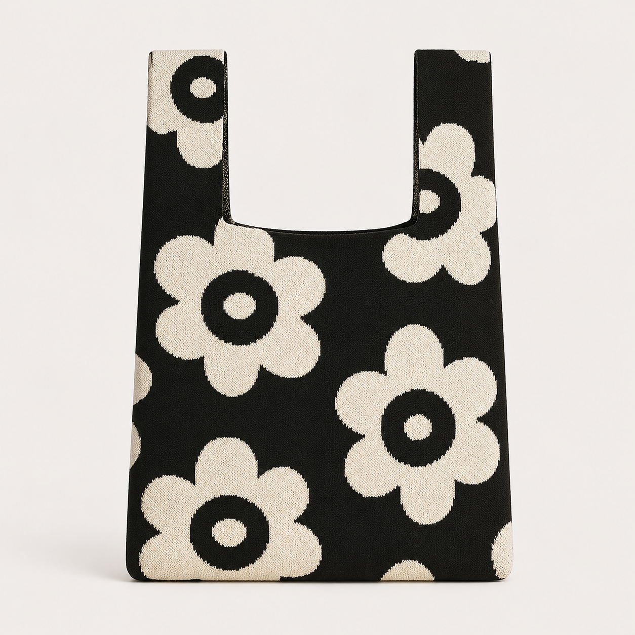 TOKEII KNIT STUDIO - Bold Blooms Floral Knitted Reusable Market Bag-Tote Bag