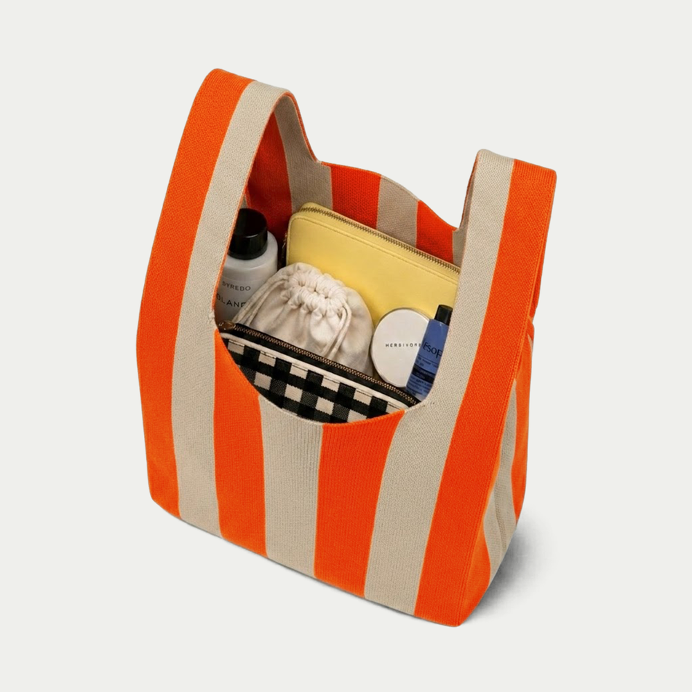 TOKEII KNIT STUDIO - Classic Stripe Knitted Reusable Market Bag-Tote Bag-gift