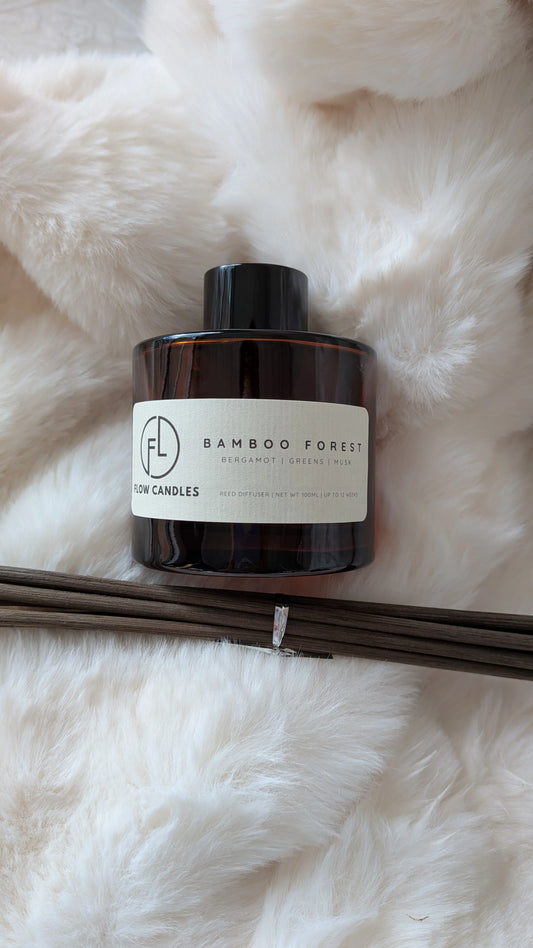 Flow Candles luxury reed diffuser - elegant home fragrance in premium glass bottle
