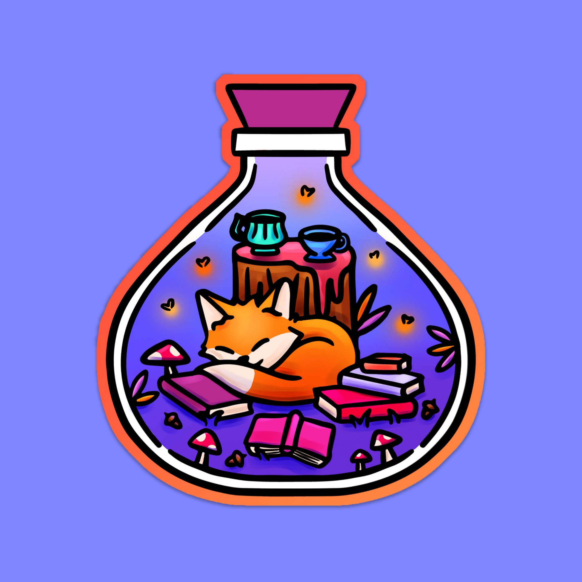 Foxti illustrated vinyl matte sticker - vibrant permanent adhesive design
