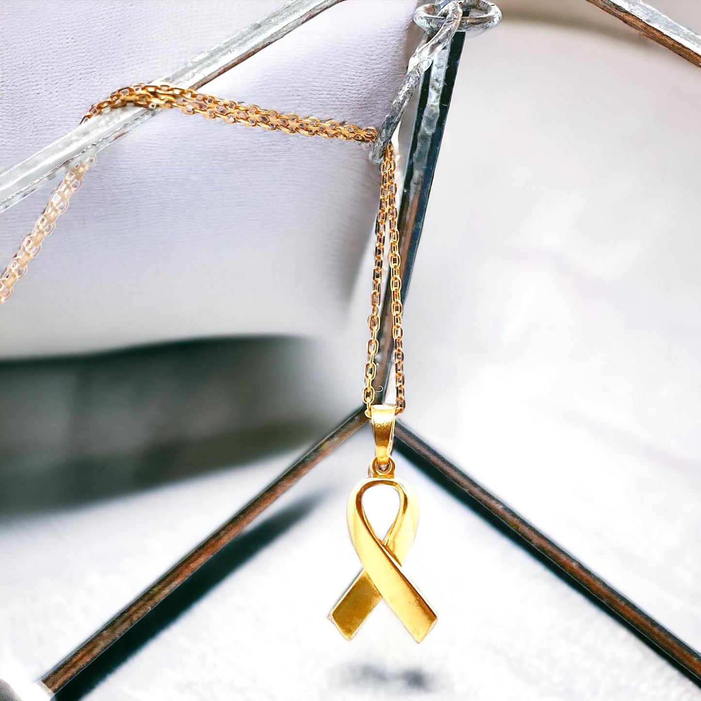 Awareness Ribbons S925 Gold-Plated Necklace